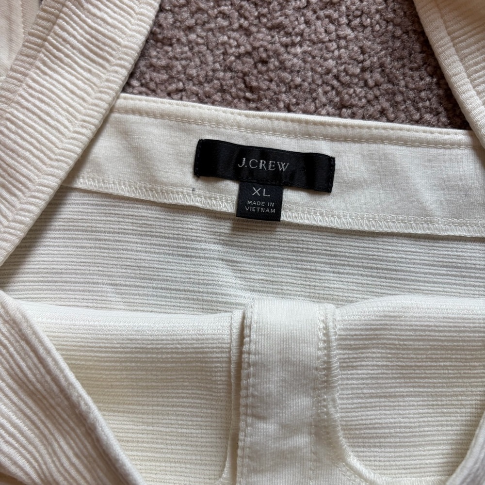 J. Crew Cream Ribbed Button-Front Tank - Picture 2 of 4